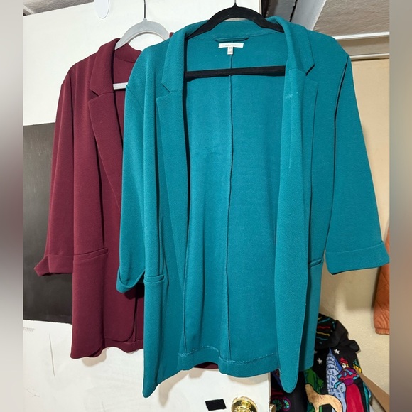 Two Maurice’s Women’s XXL Blazers Maroon Teal Casual Spring Office Light… - Picture 1 of 12